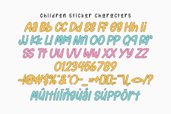Children Sticker Italic Font - Preview 1