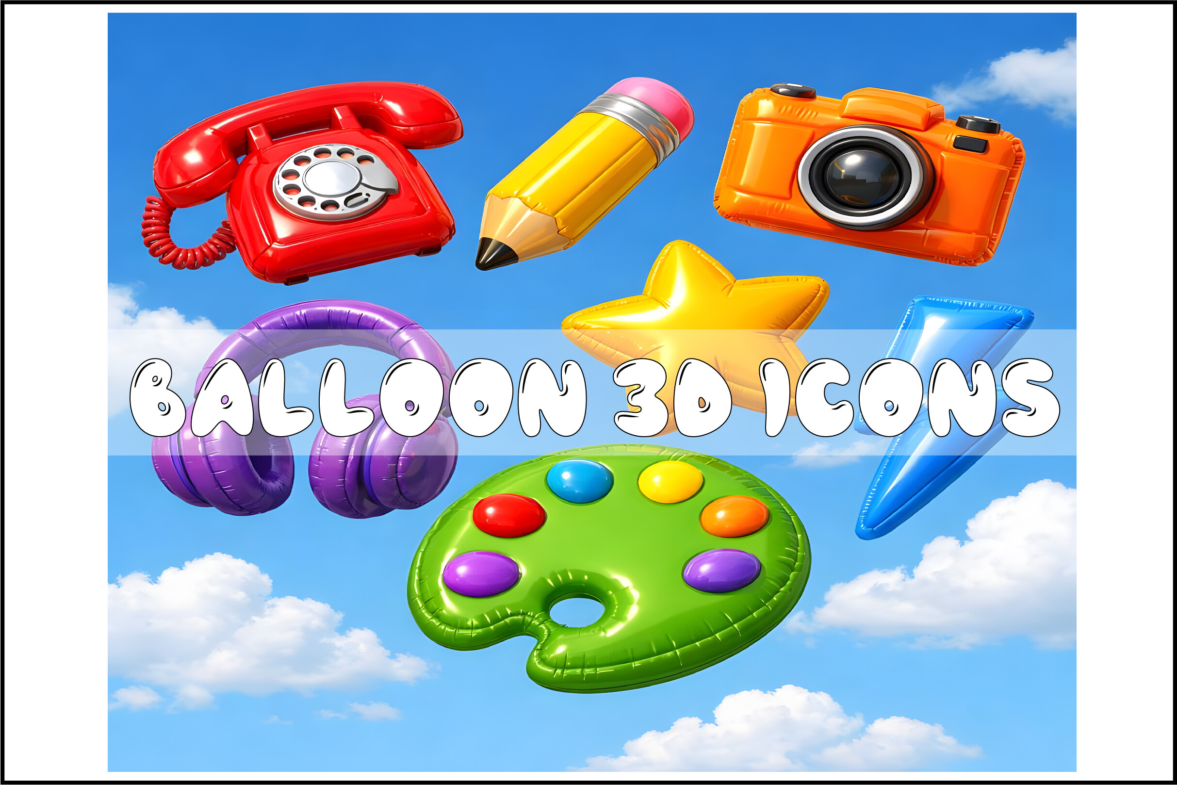 Colorful Inflatable 3D Icons Bundle Graphic by Artem Pa · Creative Fabrica