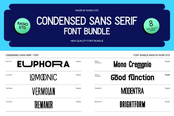 Condensed Sans Serif Bundle Font - Preview 1