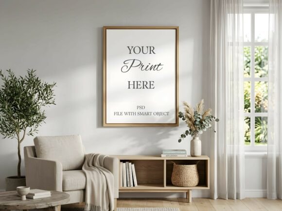Cozy Minimalist Living Room Frame Mockup Illustration Cadres et Affiches Par Mockups Of Imaginations
