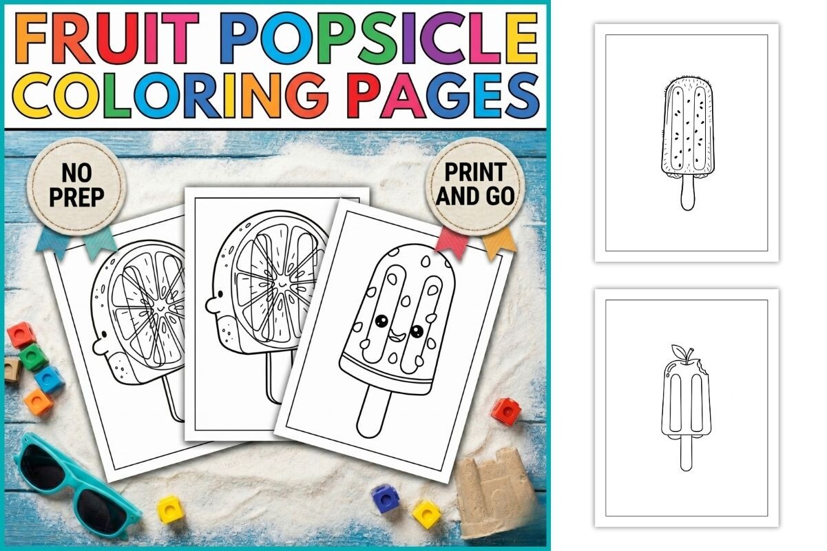 Fruit Popsicle Coloring Pages
