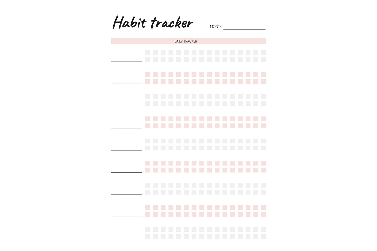 Habit Tracker Template Page. Minimal Mon Graphic by yummybuum ...