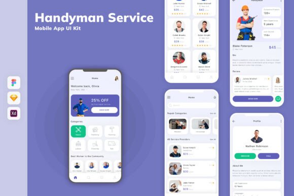 Handyman Service Mobile App UI Kit
