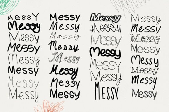 Messy Type Bundle Font PNG with transparent background - Preview 5