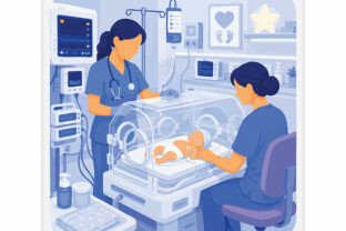 NICU Newborn Care Flat Vector Illustrati