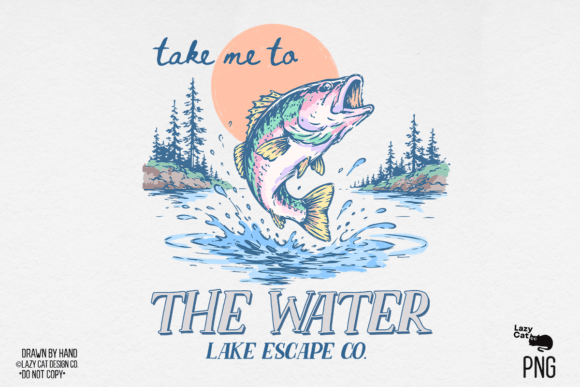 Outdoor lake fish summer PNG for Cricut sublimation shirts and national park decals