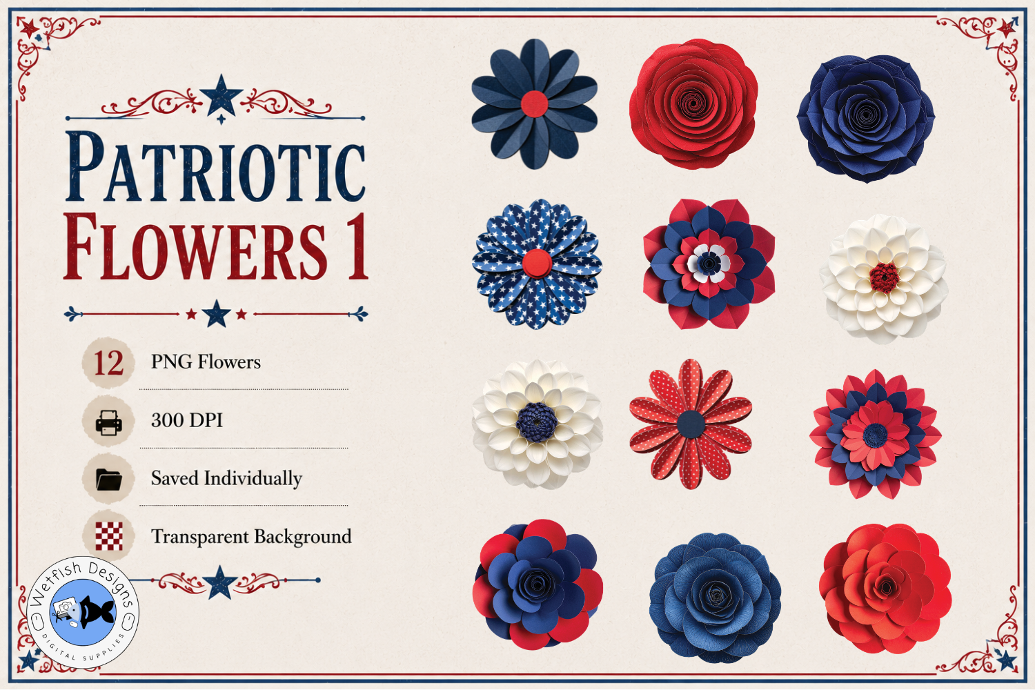 Patriotic PNG Flowers 1
