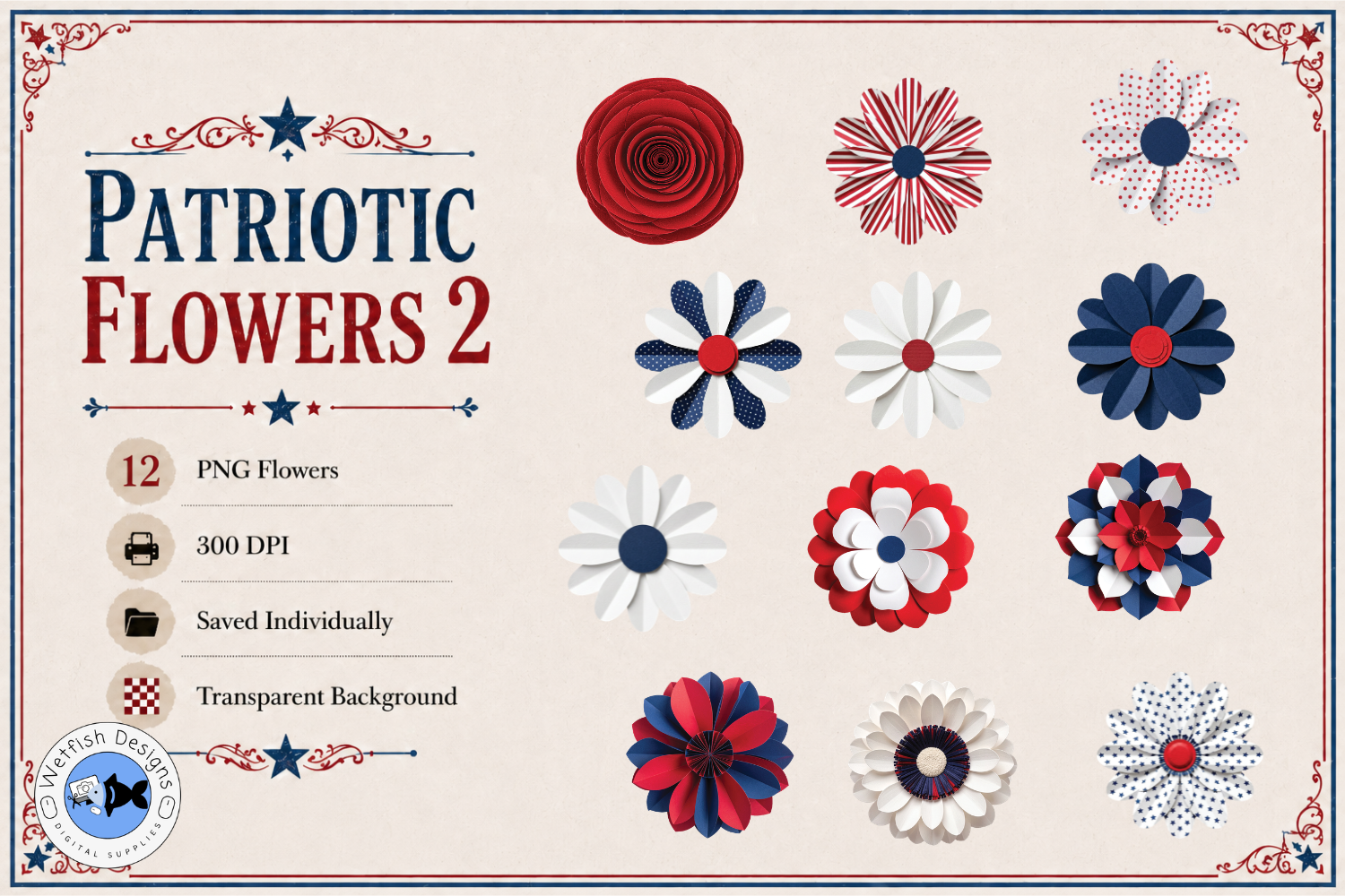 Patriotic PNG Flowers 2