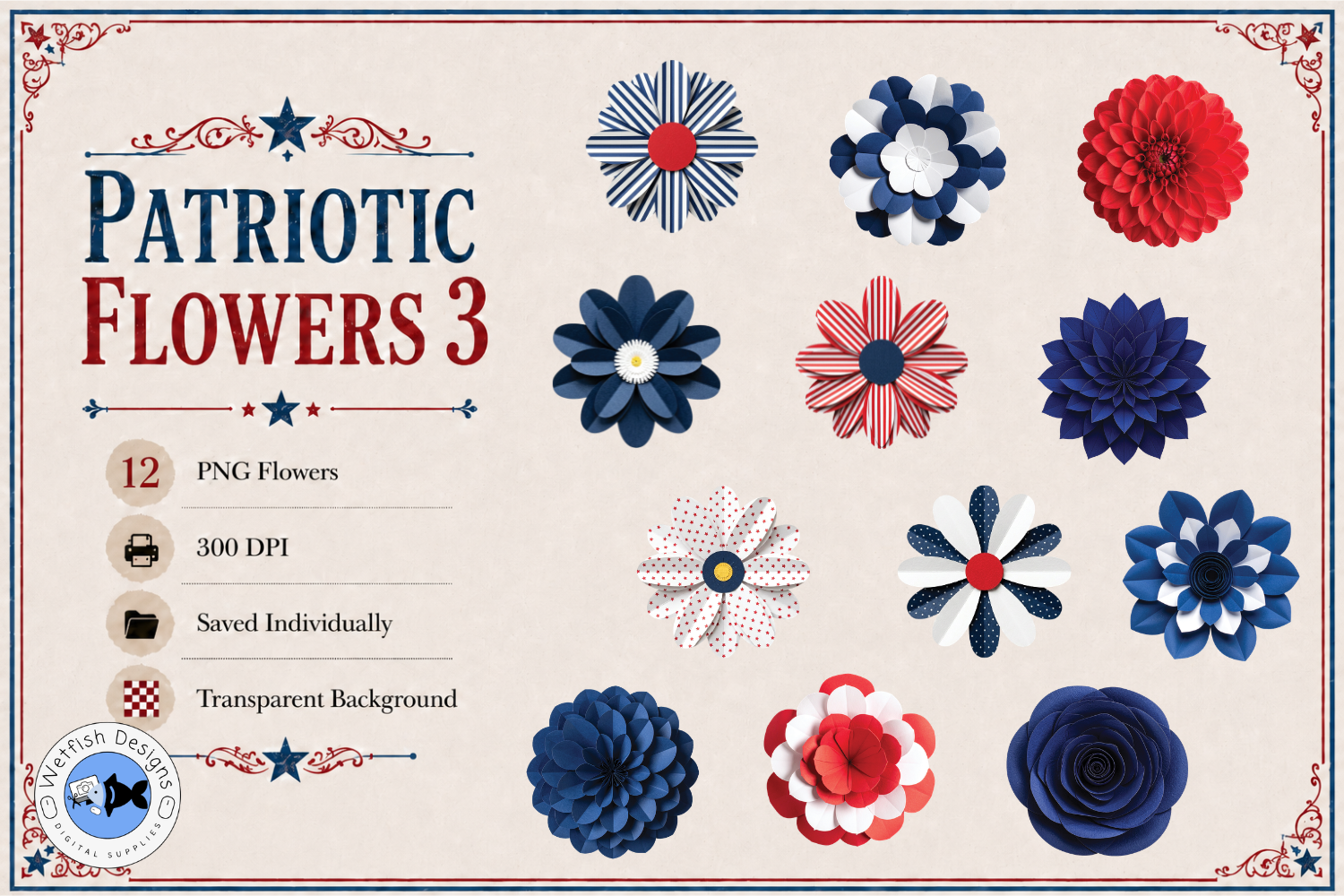 Patriotic PNG Flowers 3