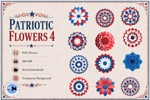 Patriotic PNG Flowers 4