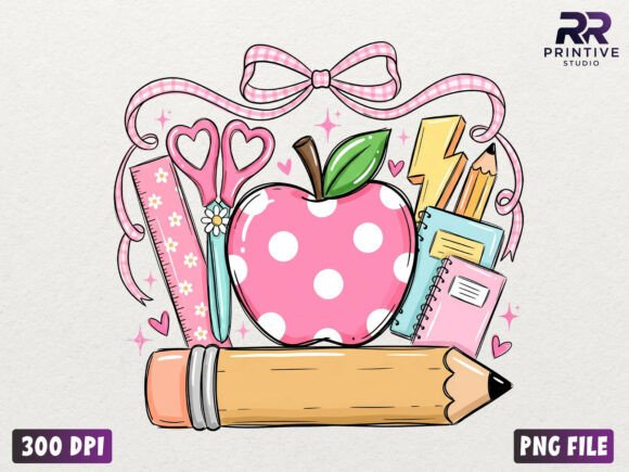 Personalized Back to School Coquette PNG Gráfico Ilustraciones IA Por RR Printive Studio