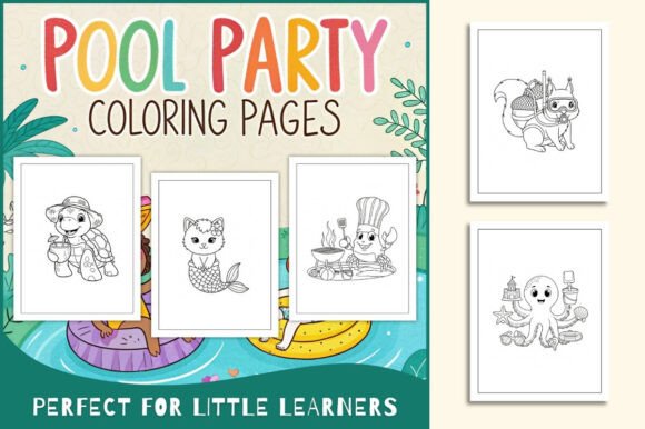 Pool Party Coloring Pages for Kids