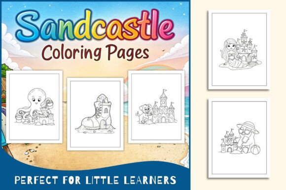 Sandcastle Coloring Pages for Kids