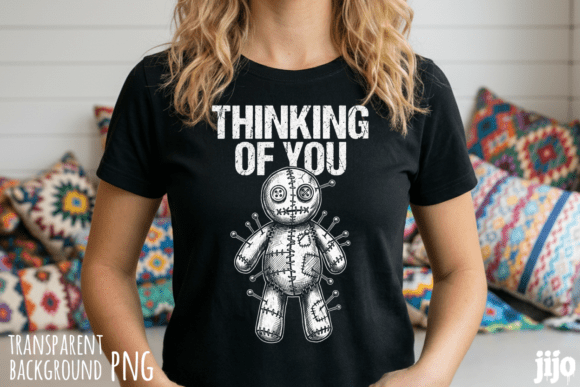 Thinking Voodoo Doll Halloween PNG Graphic T-shirt Designs By jijopero