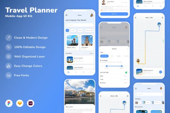 Travel Planner Mobile App UI Kit