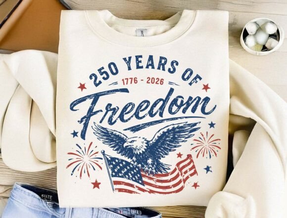 USA 250 Years of Freedom PNG Graphic T-shirt Designs By CraftyPixel Lab