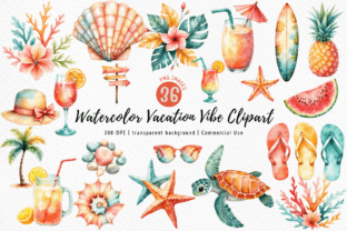Watercolor Vacation Vibe Clipart PNG Graphic by Marshall Designs ...