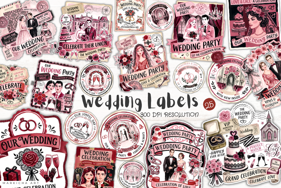 Wedding Labels Clipart Graphic by Markicha Art · Creative Fabrica
