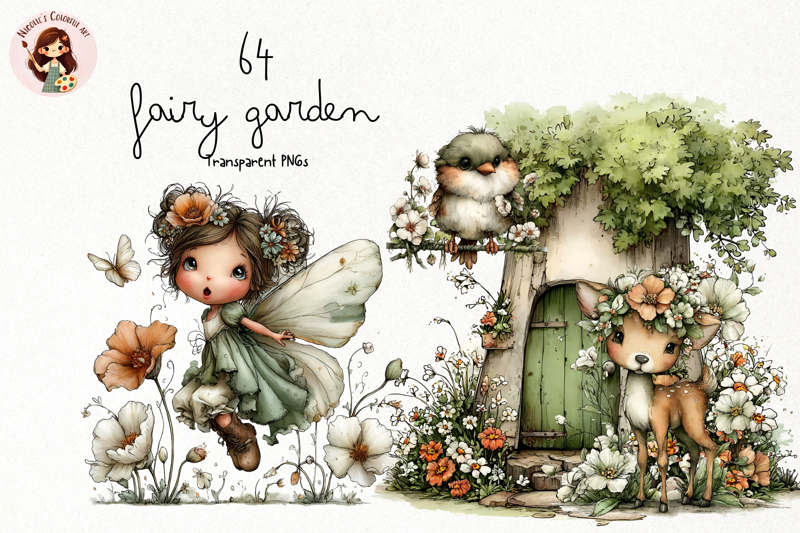 Whimsical Fairy Garden PNG Clipart Graphic by Nicolle's Colorful Art ...