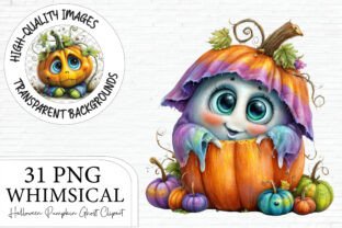 Whimsical Halloween Pumpkin Ghost Clipar