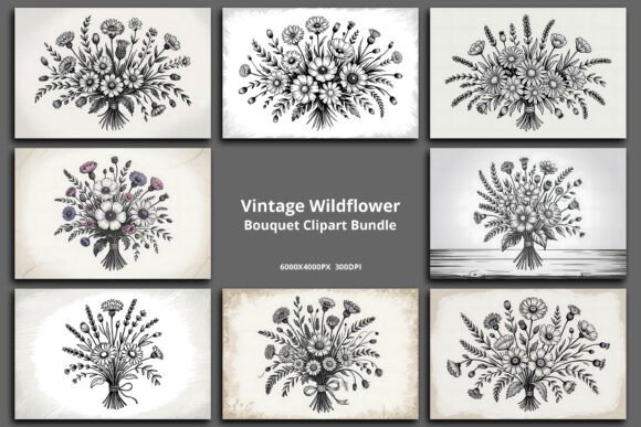 Wildflower Bouquet Clipart Bundle