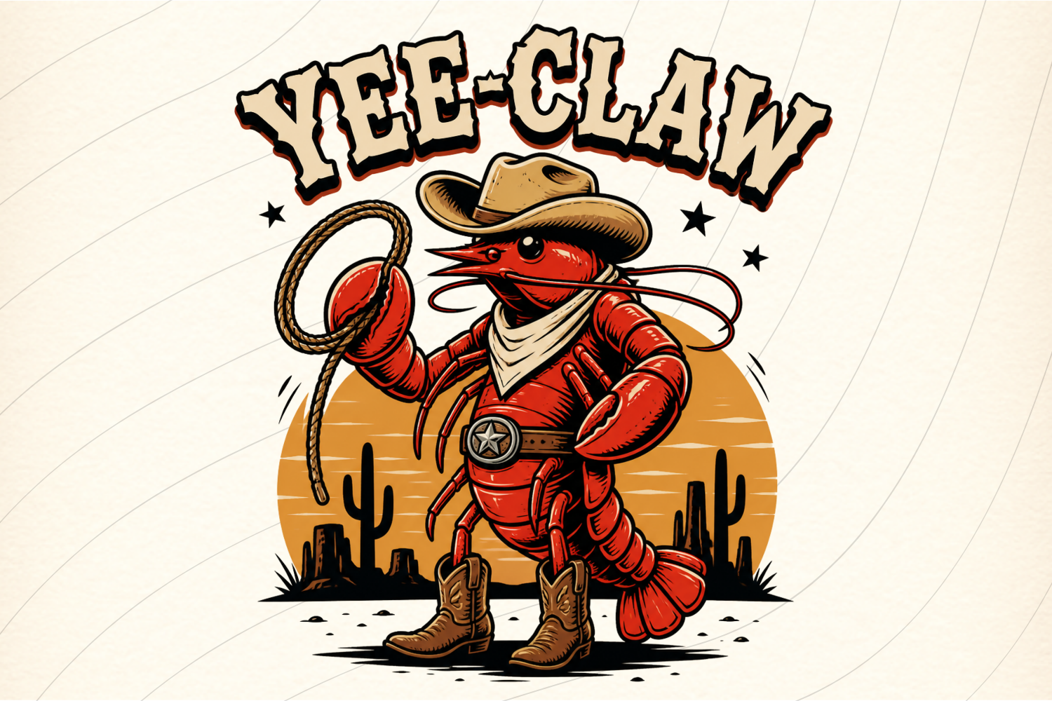 Yee Claw Cowboy Lobster Shirt PNG Graphic by Pencil Studio · Creative ...