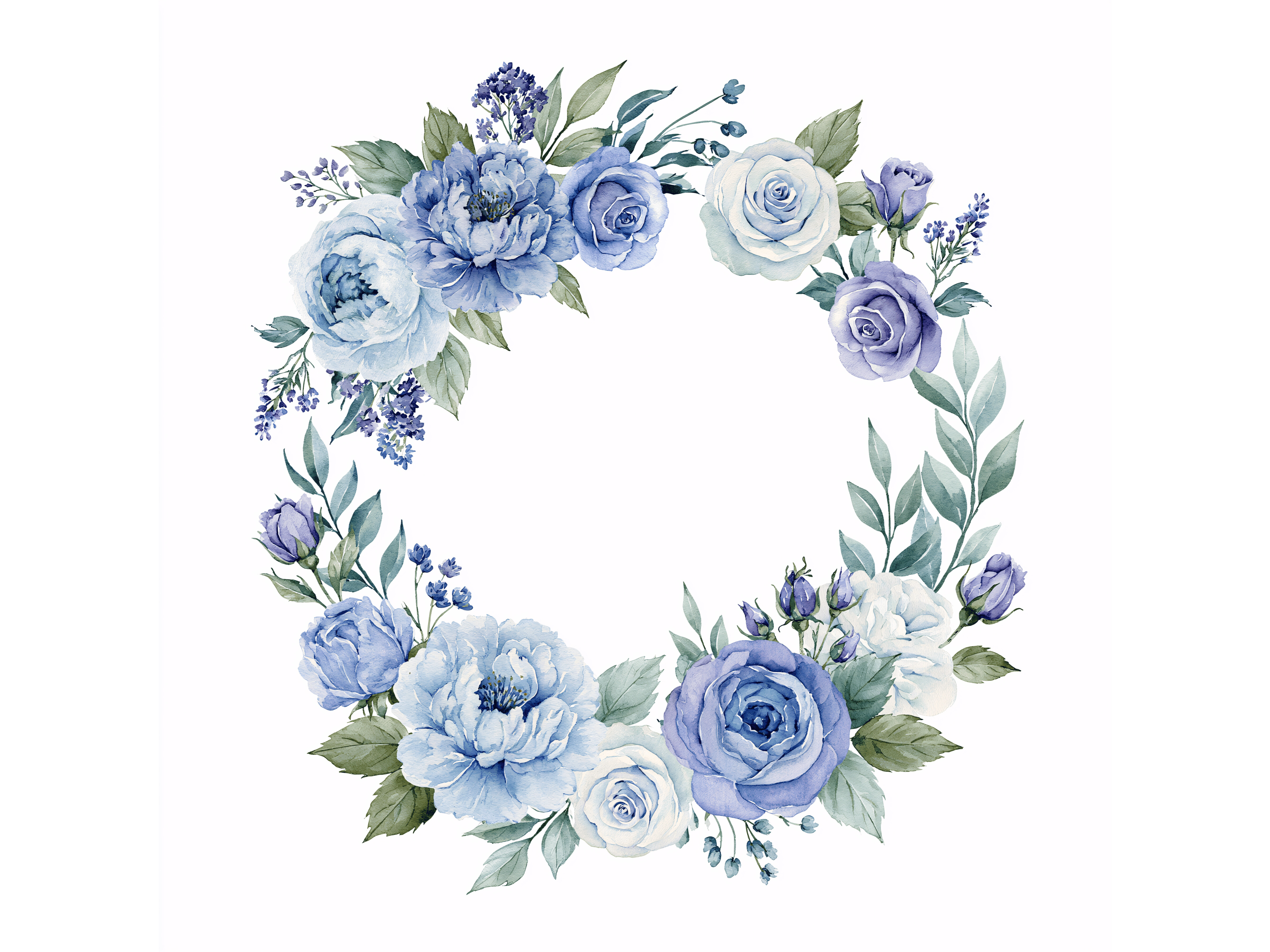 14 JPG Blue Floral Wreath Set