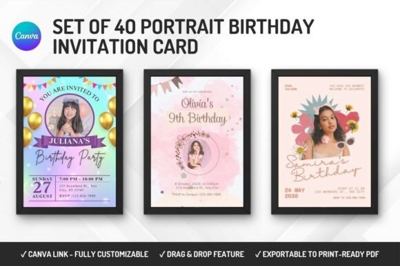 40 Birthday Invitation Canva Template