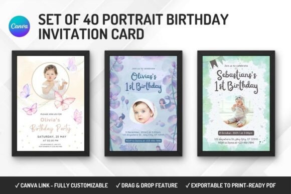 40 Birthday Invitation Canva Template