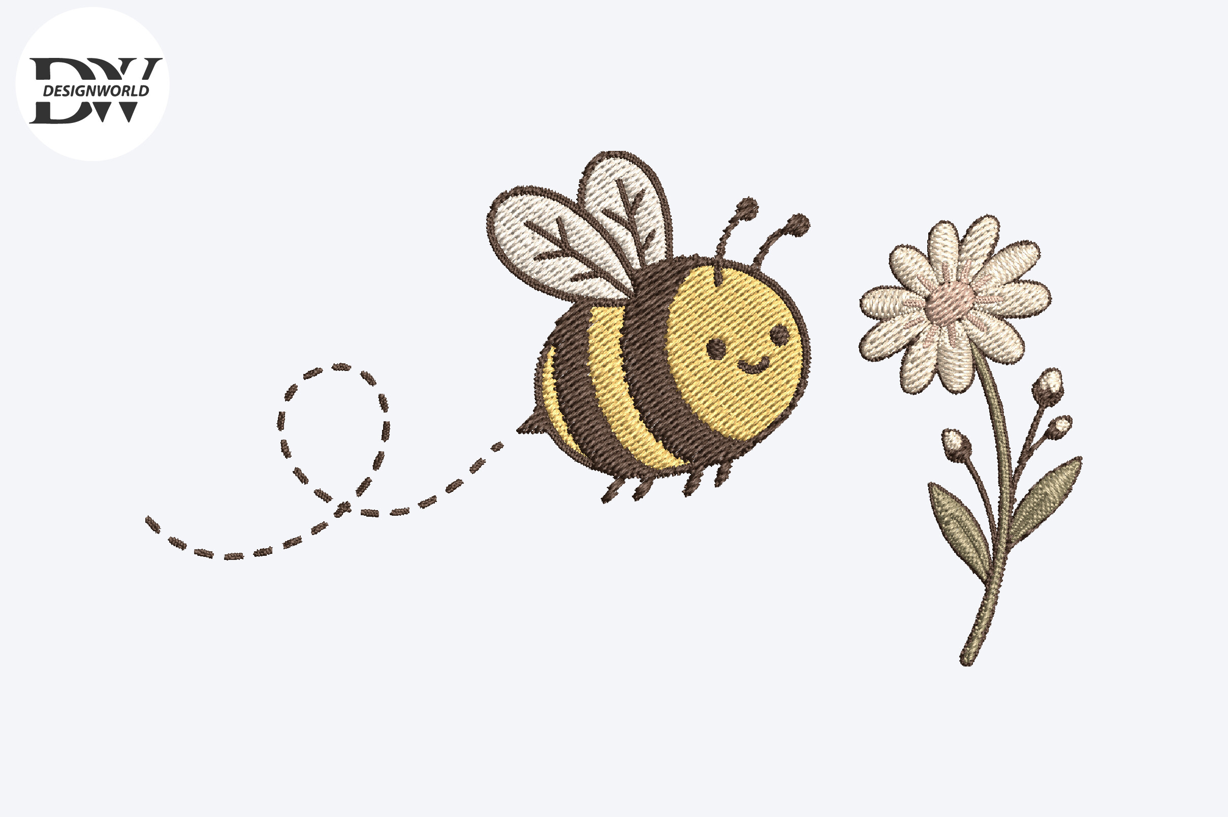 Bee and Flower Embroidery Design