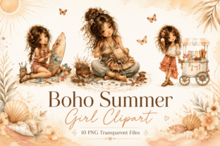 Boho Summer Girl Clipart Graphic by KHAMPOL SHOP DESIGN · Creative Fabrica