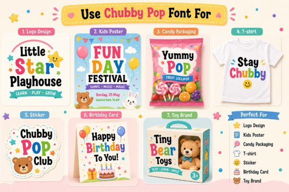 Chubby Pop Font PNG with transparent background - Preview 1