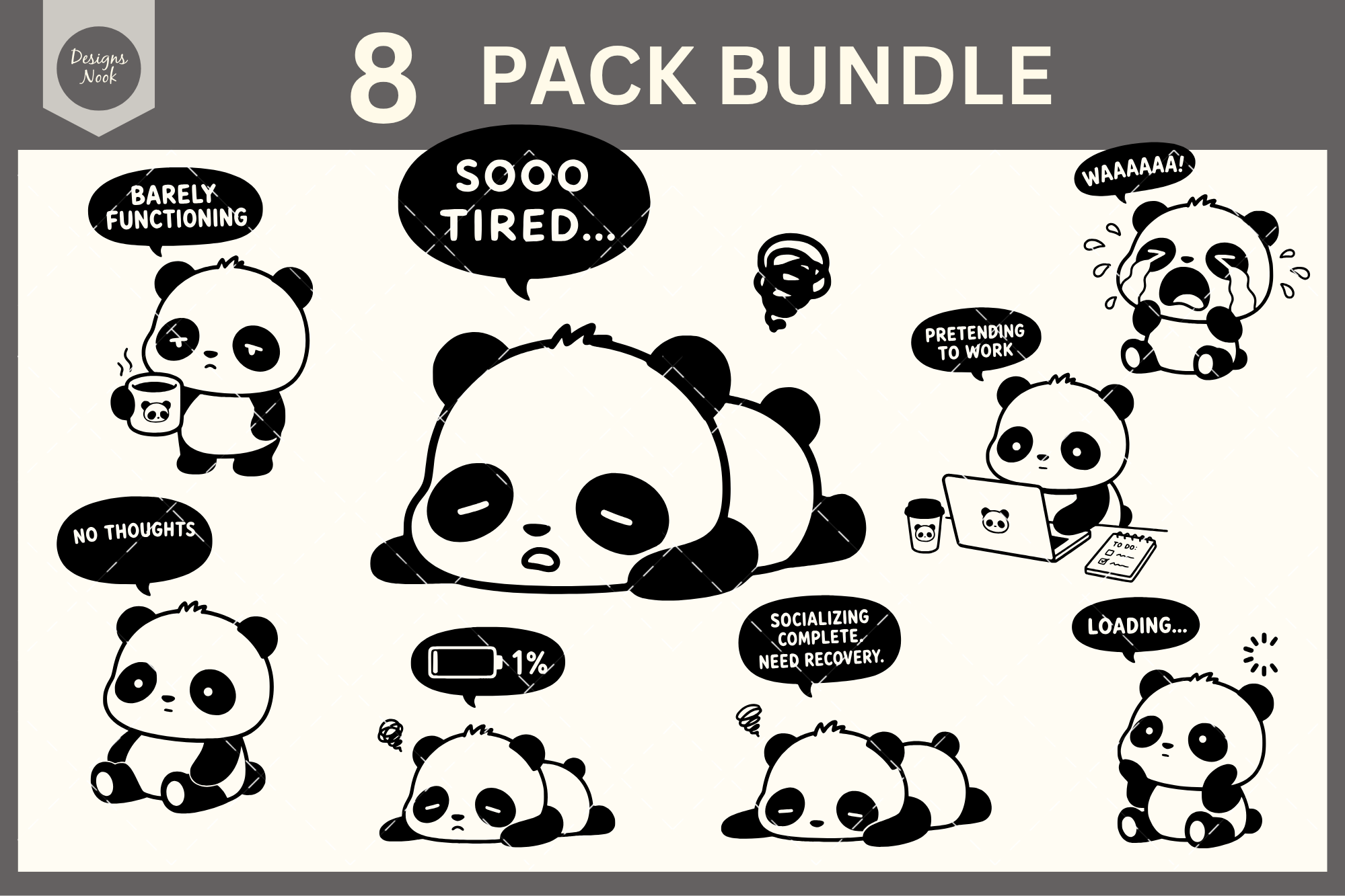 Cute Panda SVG Bundle, Kawaii Panda SVG Graphic by DESIGNS NOOK ...
