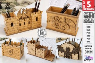 Dragon Desk Organizer Laser Cut Bundle