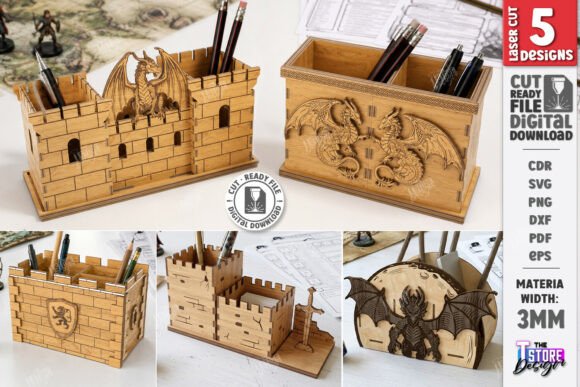 Dragon Desk Organizer Laser Cut Bundle Laserschneiden Von The T Store Design