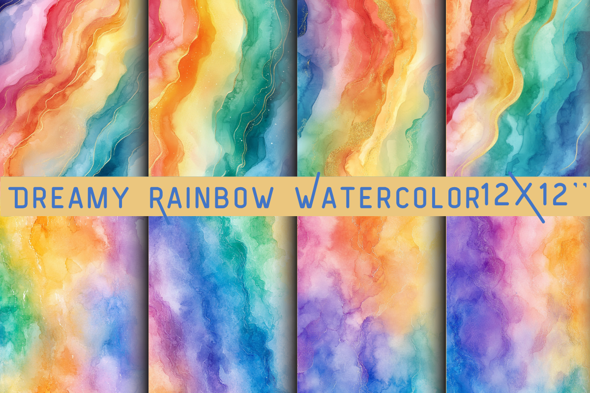 Dreamy Rainbow Watercolor Background Set Graphic by DigiArt · Creative ...