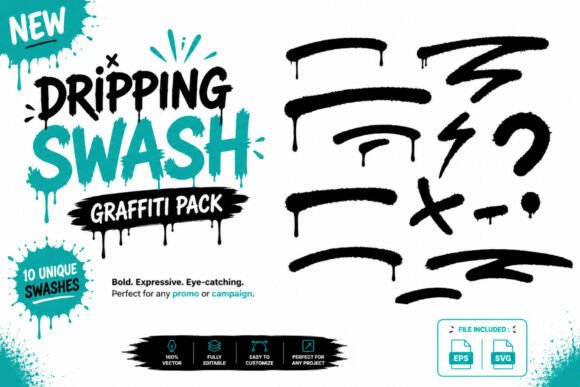 Dripping Swash Graffiti Element SVG EPS Graphic Icons By sipanji figuree