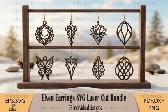Elven Earrings SVG Laser Cut Bundle Laser Cutting By mirazooze