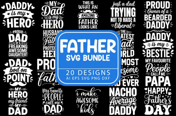 Father Typography Svg Bundle Design Graphics