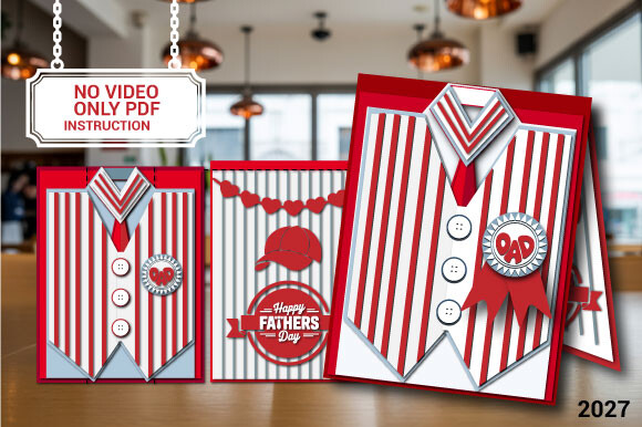 Father’s Day Outfit Card SVG with a seventeen layer papercut shirt and tie design