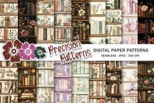 Floral Bookshelf Library Digital Pattern Graphic by Precision Patterns ...