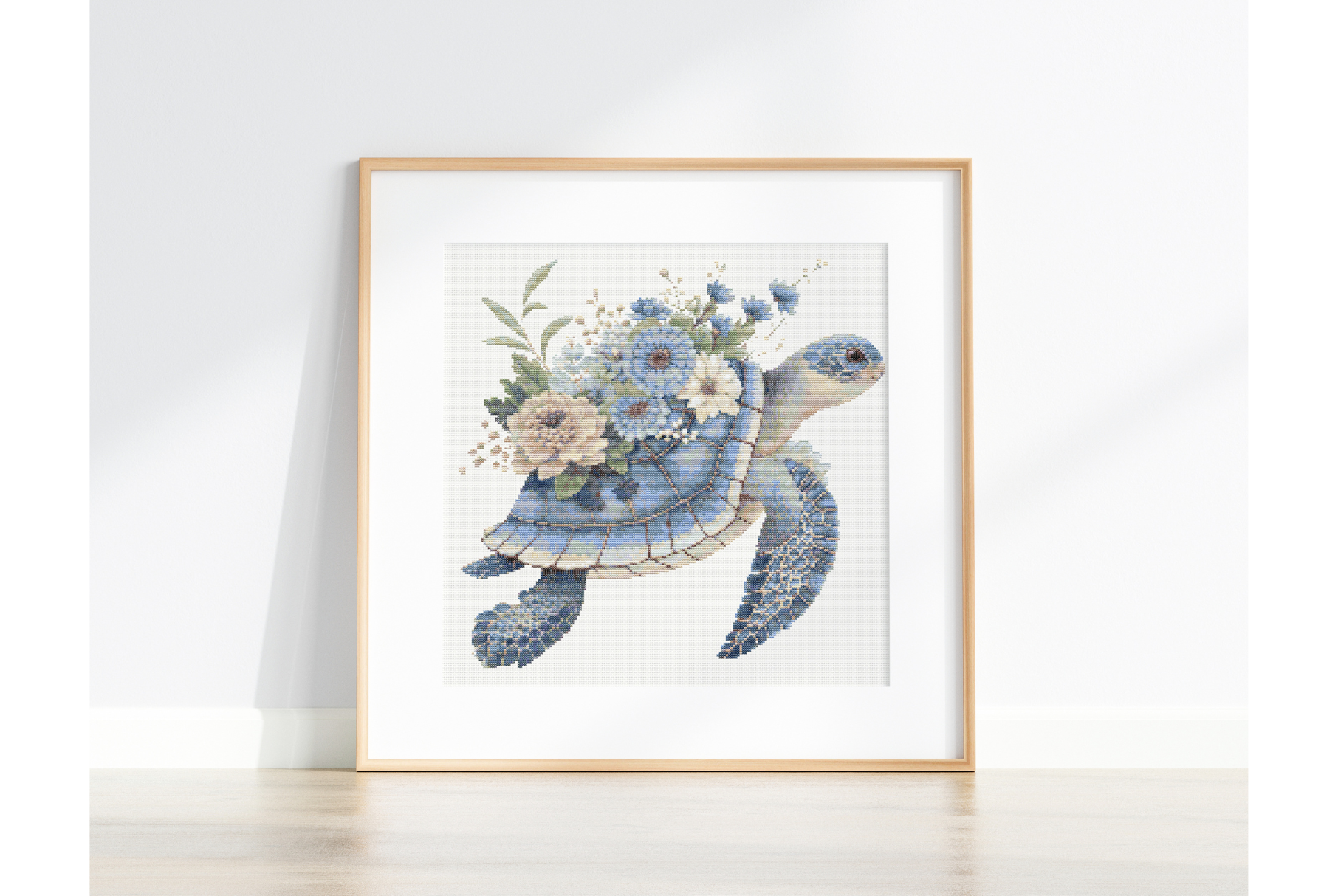 Floral Sea Turtle Cross Stitch