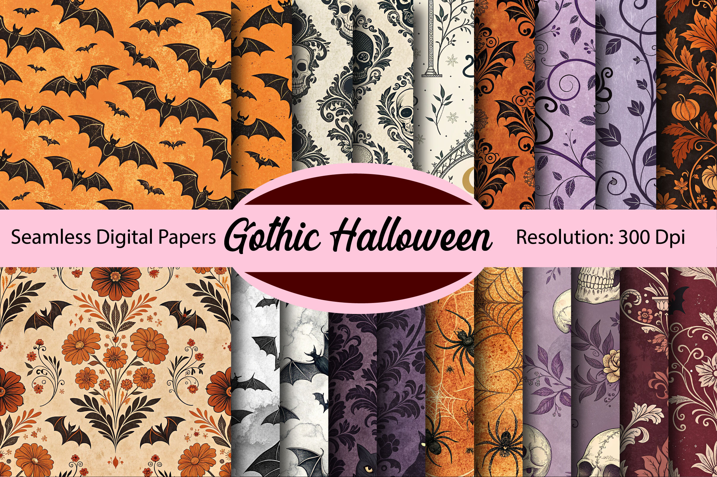 Gothic Halloween Seamless Digital Paper Graphic by Colourful · Creative ...