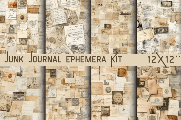 Junk Journal Ephemera Kit Grafika Tła Przez DigiArt