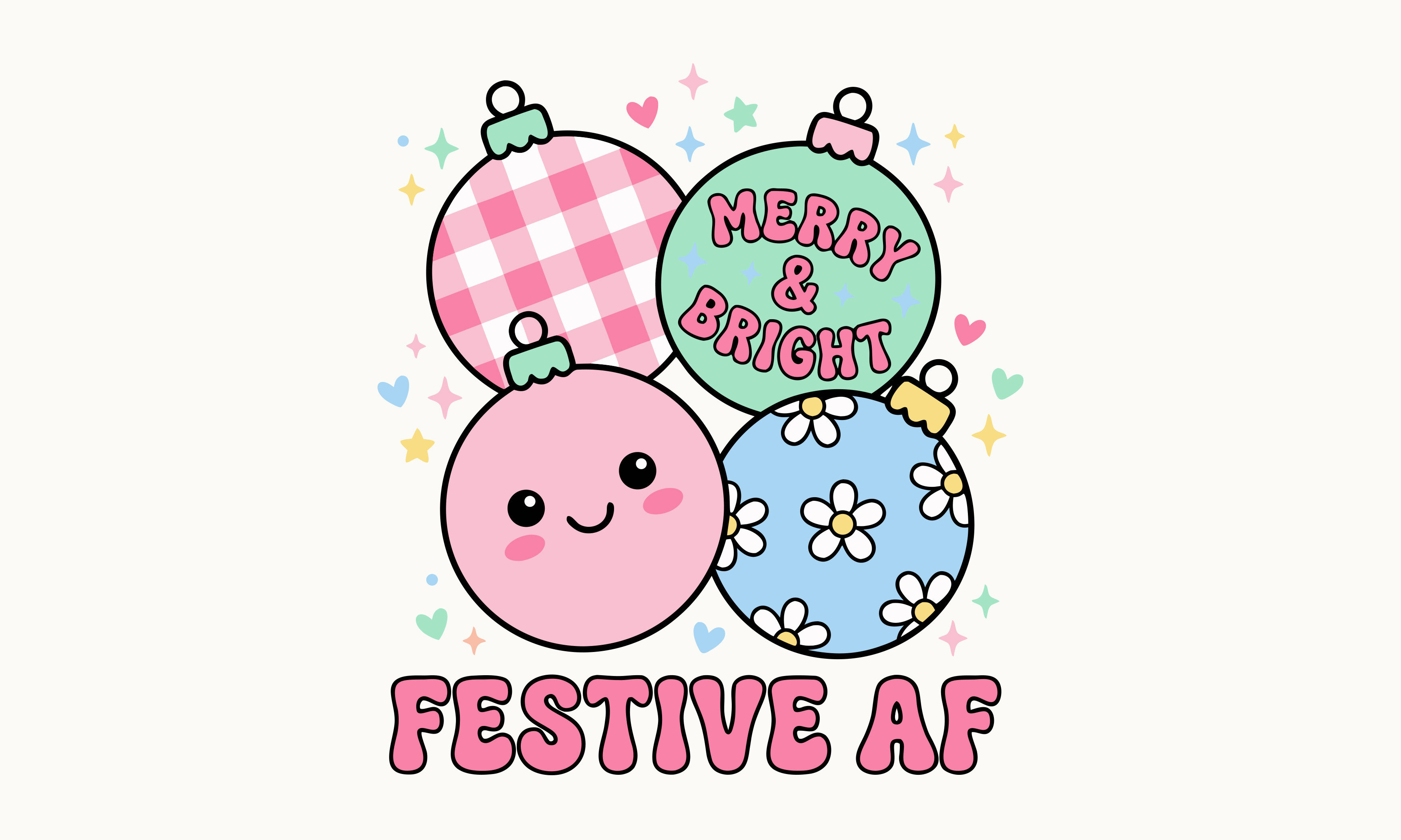 Kawaii Festive AF Pink Christmas PNG Graphic by merchvector · Creative ...
