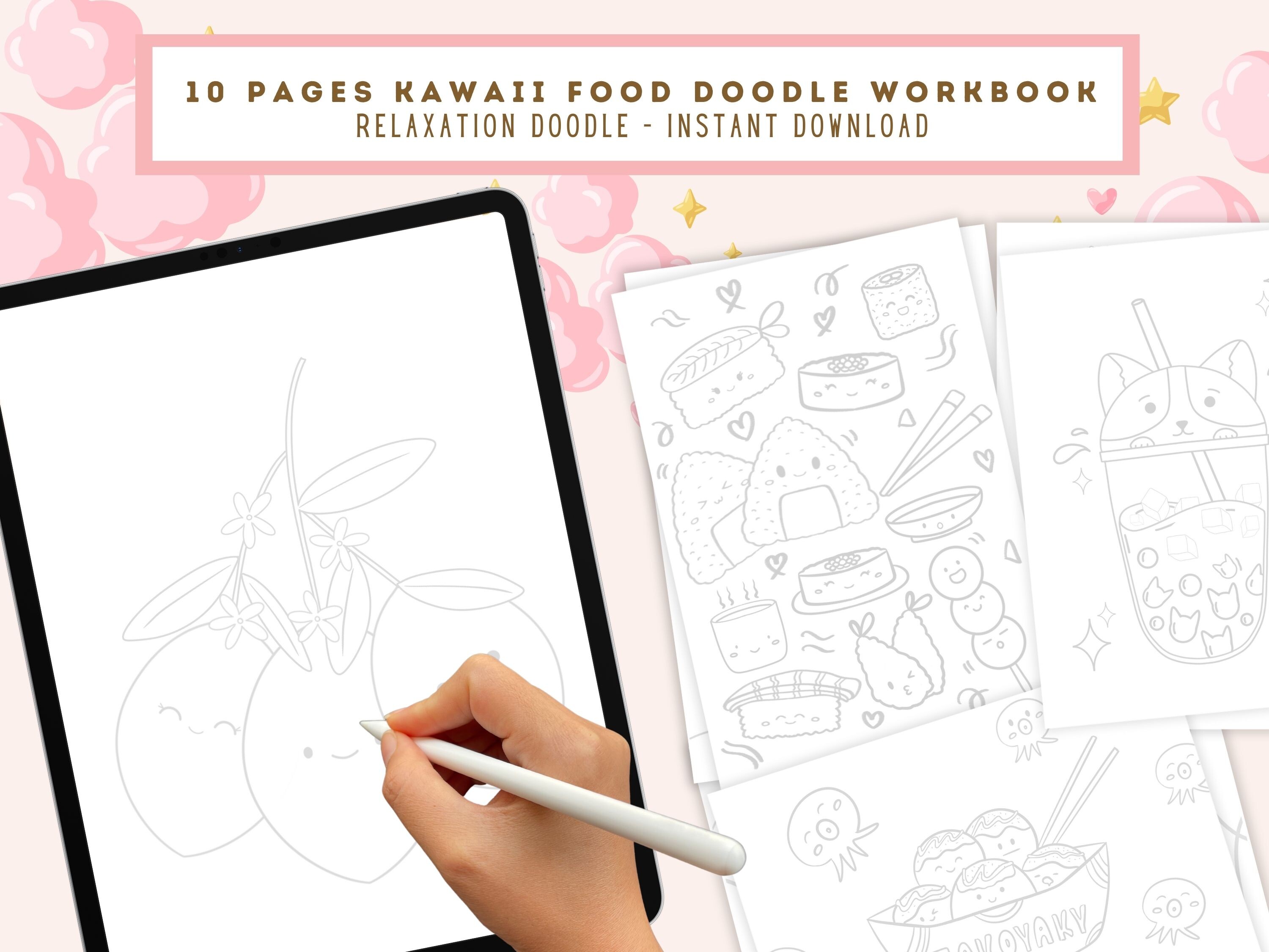 Kawaii Food Trace and Colour Worksheet