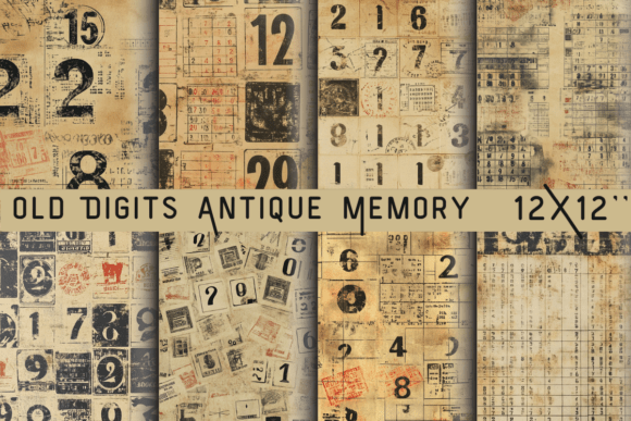 Old Digits Antique Memory Sheets Graphic Backgrounds By DigiArt