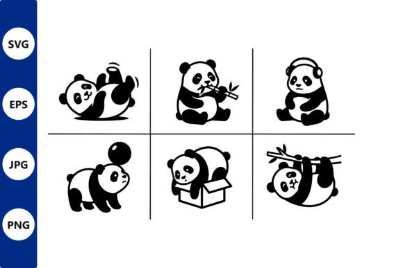 Panda Grid Vector Line Art Graphic by Cute Things · Creative Fabrica