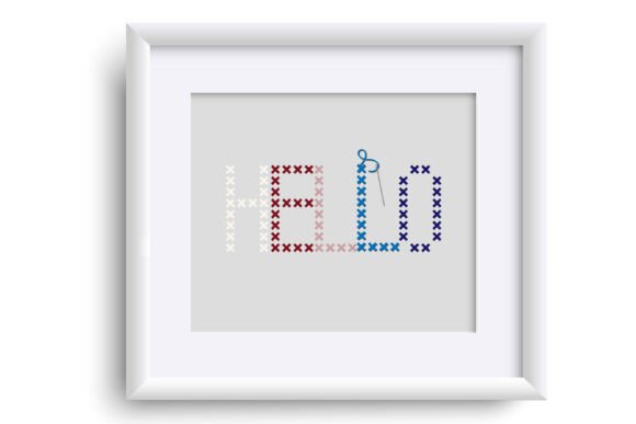 Patriotic Cross Stitch Font PNG with transparent background - Preview 4