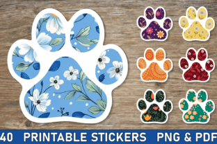 Paw Print Sticker Bundle Paw Sticker Png Graphic by Julia's digital ...